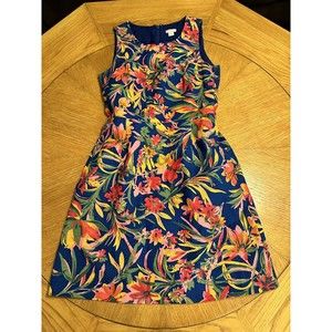 J. Crew Factory Blue Floral Midi Dress